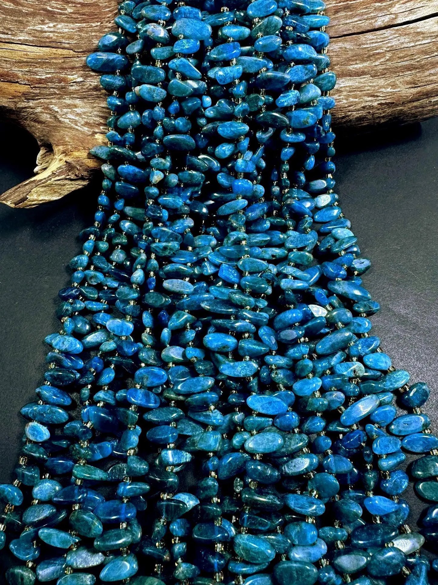100% AAA Natural Apatite Stick Shape Gemstone Beads. Beautiful Blue Color, Excellent Quality 15.5"