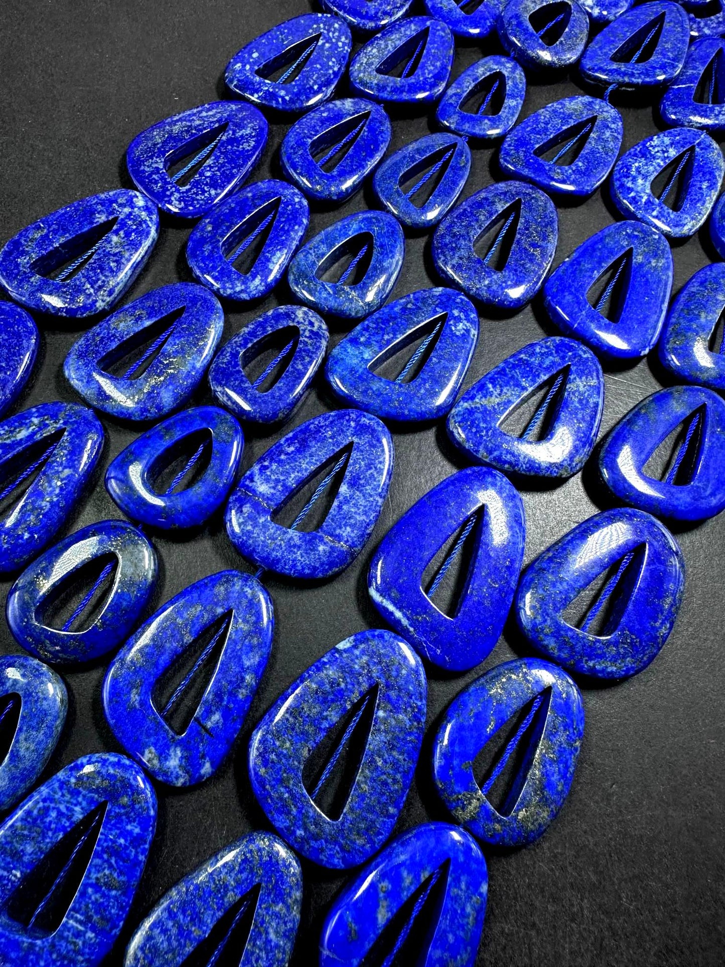 100% Natural Lapis Lazuli Teardrop Shape Gemstone Bead. 30x24mm-46x32mm, Gorgeous Natural Blue Color, Excellent Quality, Full strand 15.5”