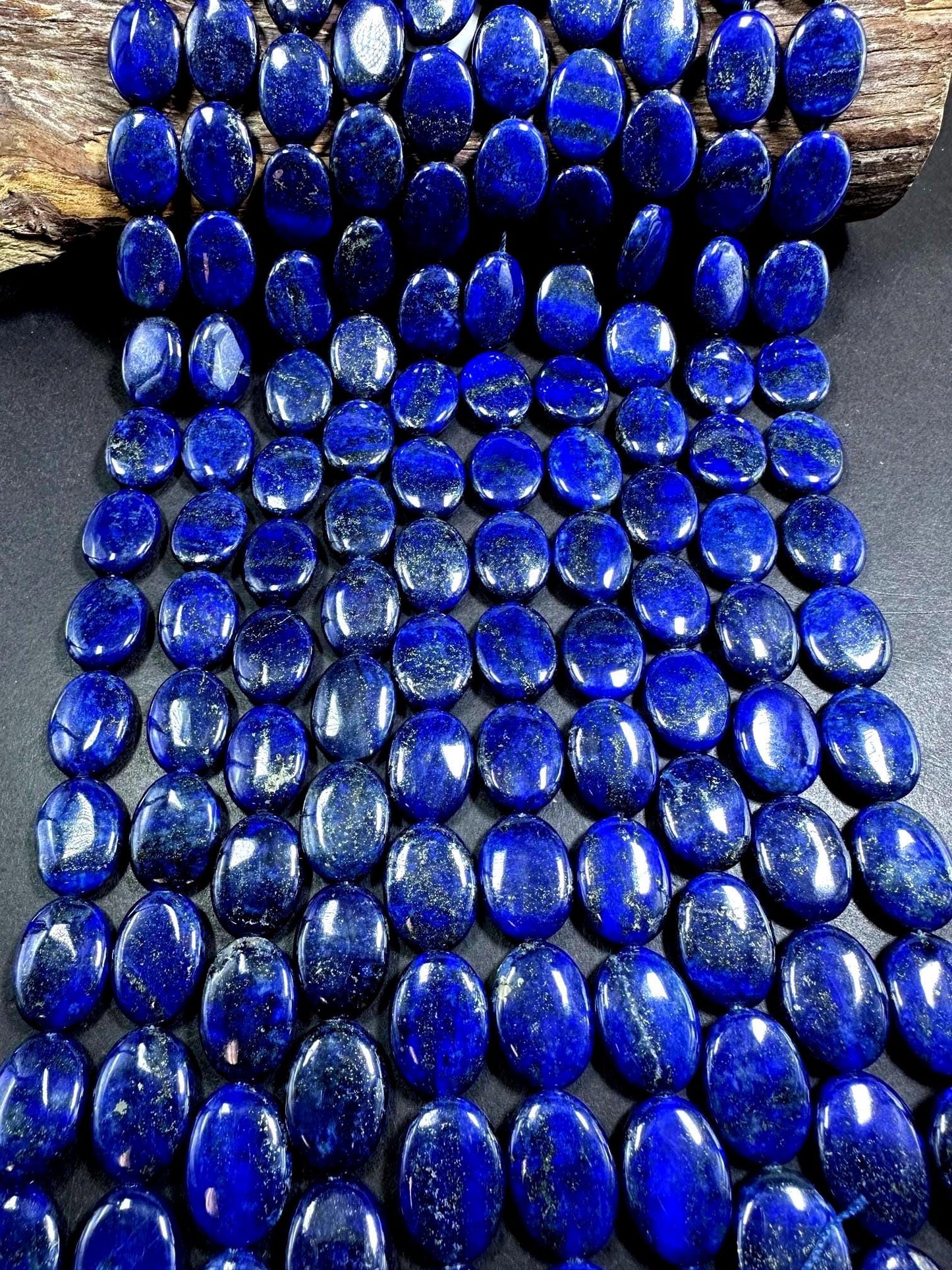 100% Natural Lapis Lazuli Oval Shape Gemstone Bead. 20x16mm, Beautiful Natural Blue Color, Excellent Quality, Full strand 15.5”