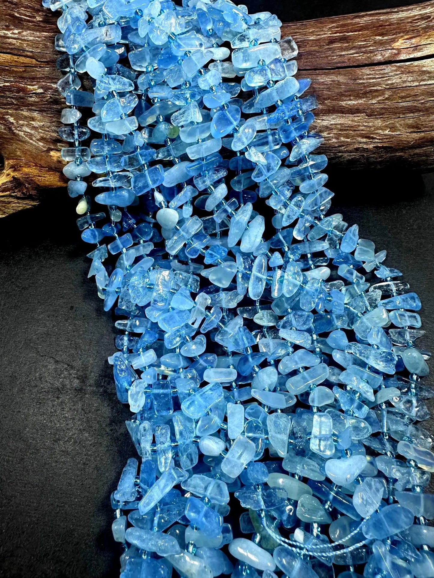 Beautiful 100% AAA Natural Aquamarine Stick Shape Gemstone Beads. 12x4mm-17x7mm, Light Blue Color, Excellent Quality 15.5"