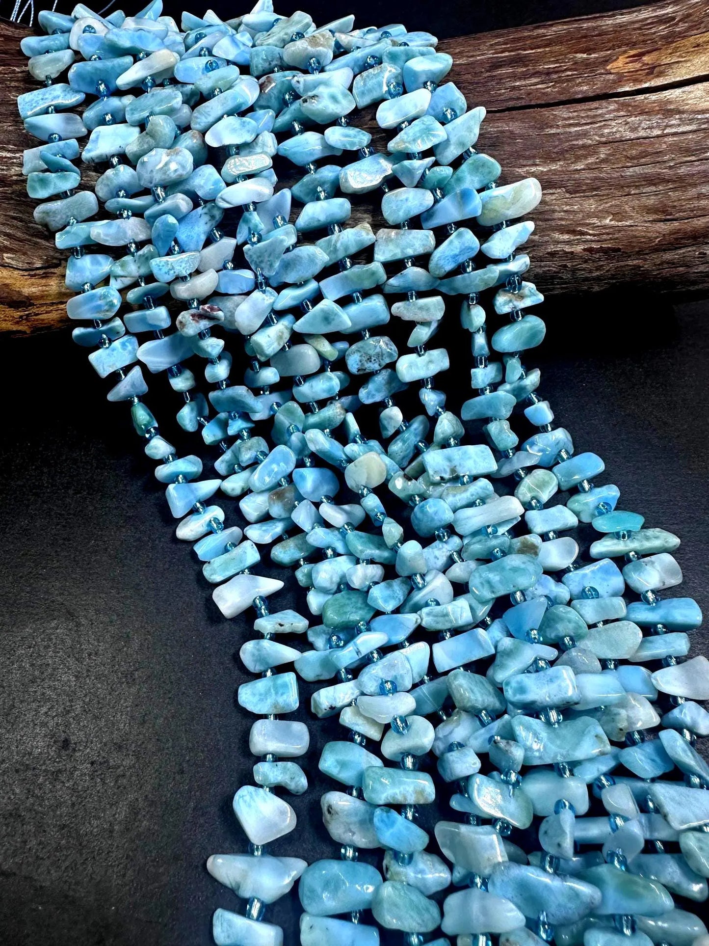 Stunning 100% AAA Natural Larimar Stick Shape Gemstone Beads. 10x5mm-16x8mm, Beautiful Natural Light Blue Color, Excellent Quality 15.5"