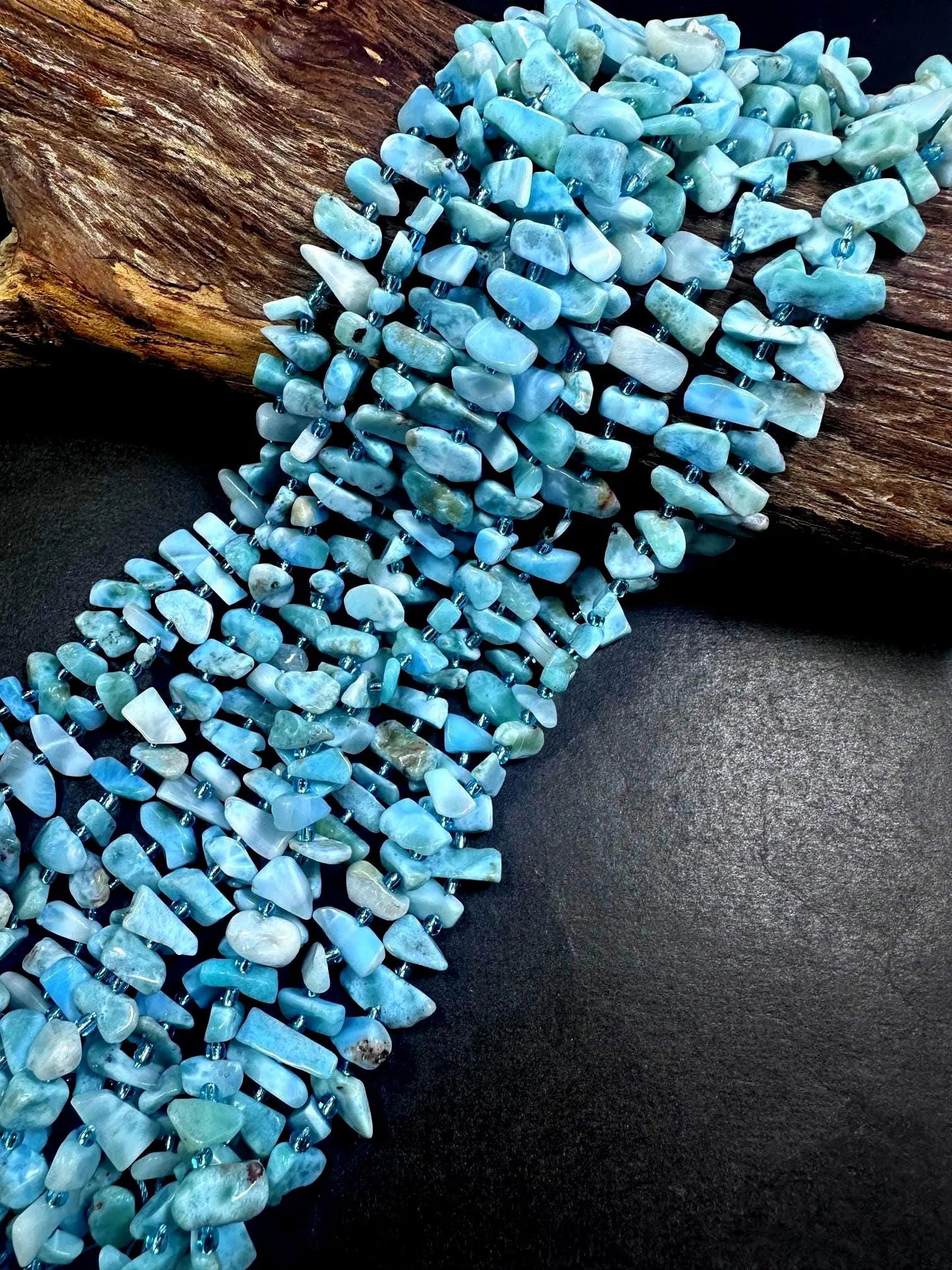 Stunning 100% AAA Natural Larimar Stick Shape Gemstone Beads. 10x5mm-16x8mm, Beautiful Natural Light Blue Color, Excellent Quality 15.5"