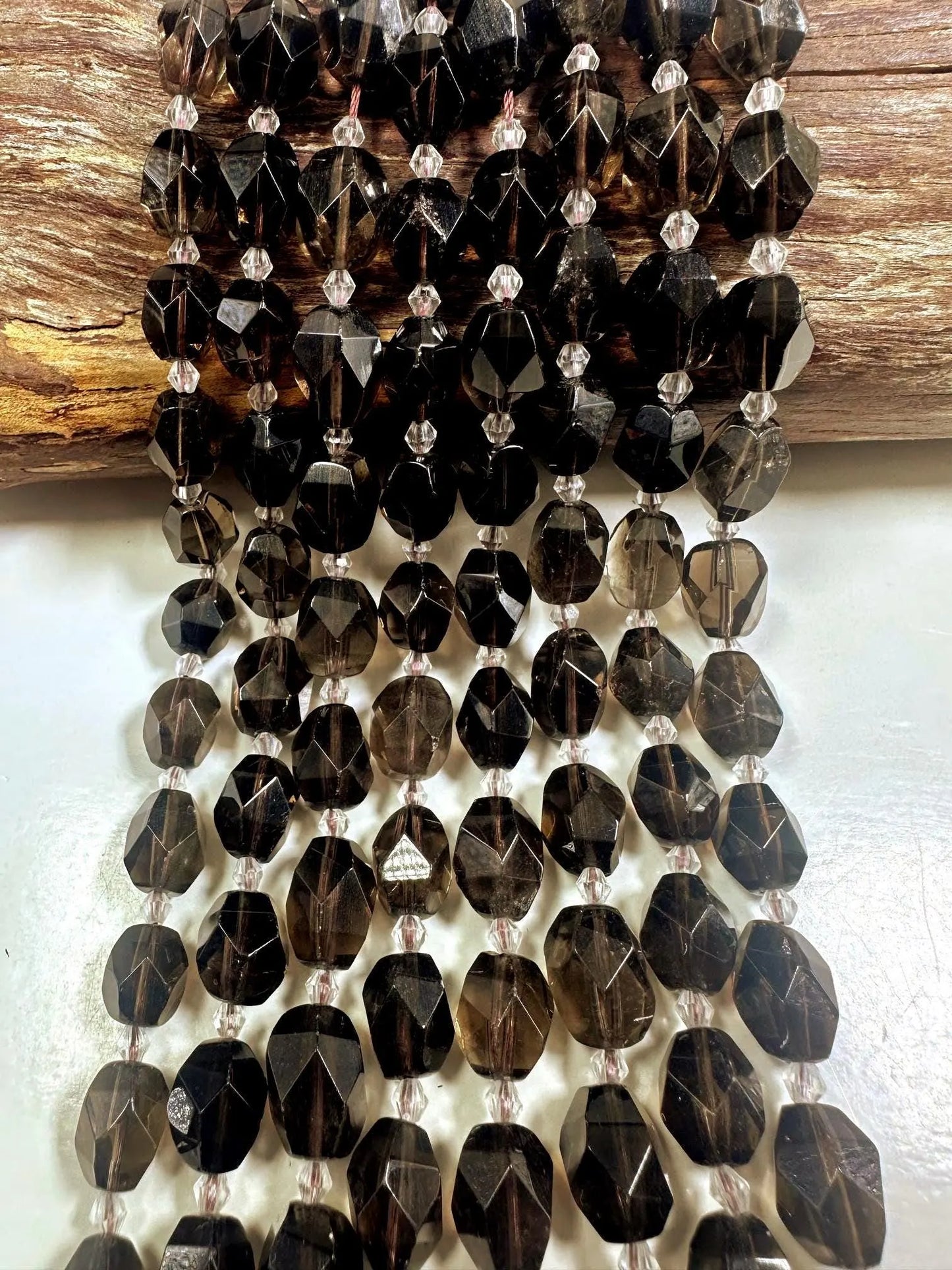 Handcut 100% AAA Natural Smoky Diamond Shape Gemstone Beads. Stunning Brown Color, 13x9mm, Excellent Quality 15.5"