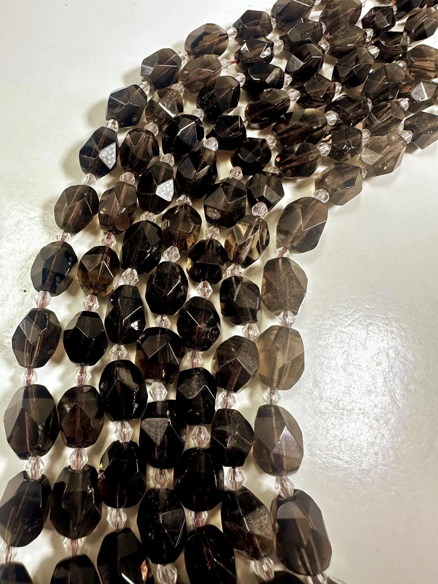 Handcut 100% AAA Natural Smoky Diamond Shape Gemstone Beads. Stunning Brown Color, 13x9mm, Excellent Quality 15.5"