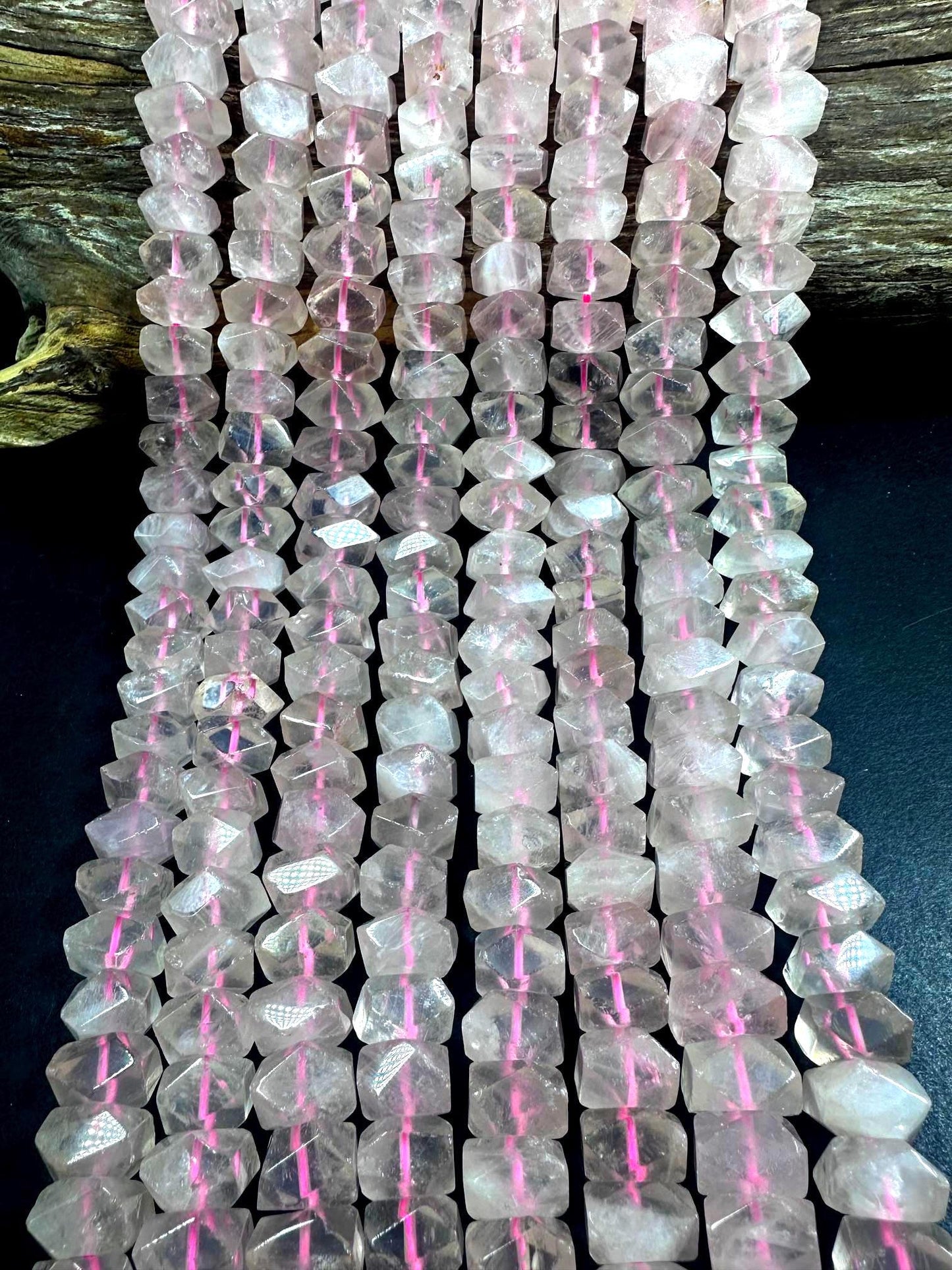 Beautiful Handcut 100% AAA Natural Rose Quartz Rondelle Shape Gemstone Beads. Natural Light Pink Color 11x7mm, Excellent Quality 15.5"