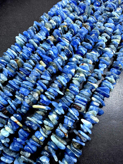 100% Natural Blue Kyanite Heishi Shape Gemstone Beads. Beautiful Natural Blue Color, 6x4mm-15x4mm, Excellent Quality 15.5"