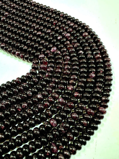 Beautiful 100% Natural Dark Purple Jade Smooth Rondelle Shaped Gemstone Beads 5x8mm, Stunning Dark Purple Shade, Great Quality 15.5"