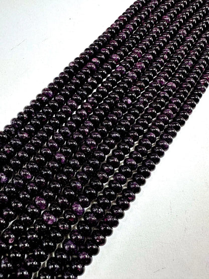 Beautiful 100% Natural Dark Purple Jade Smooth Rondelle Shaped Gemstone Beads 5x8mm, Stunning Dark Purple Shade, Great Quality 15.5"