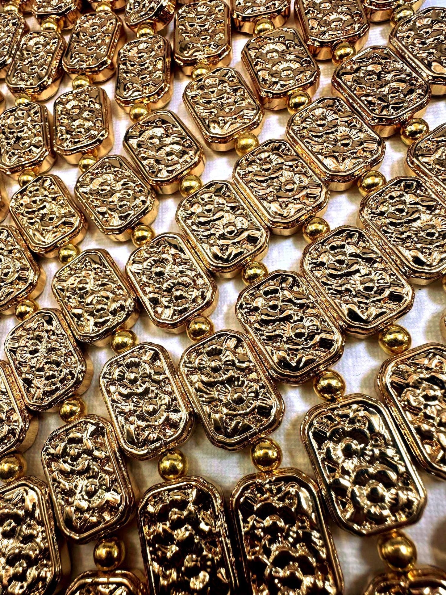 Beautiful Gold Plated Rectangle Beads 18x13mm, Great Quality Half Strand 7.5"