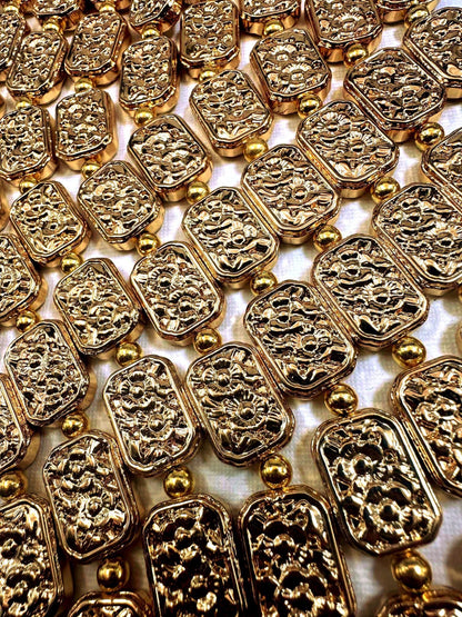 Beautiful Gold Plated Rectangle Beads 18x13mm, Great Quality Half Strand 7.5"