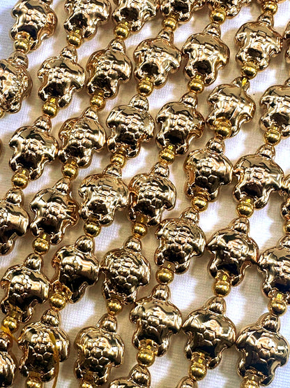 Beautiful Gold Plated Turtle Shape Beads 18x14mm, Great Quality Half Strand 7.5"
