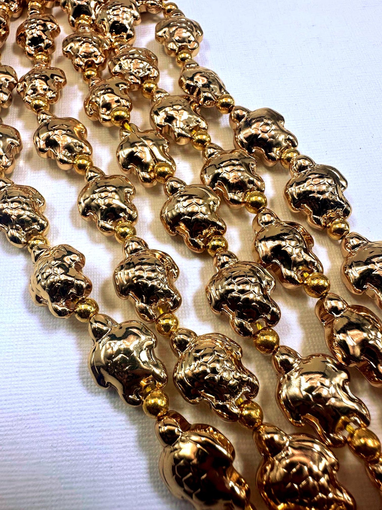 Beautiful Gold Plated Turtle Shape Beads 18x14mm, Great Quality Half Strand 7.5"