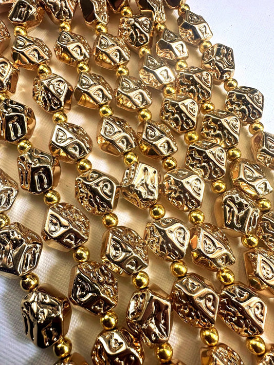 Beautiful Gold Plated Turtle Shape Beads 18x14mm, Great Quality Half Strand 7.5"