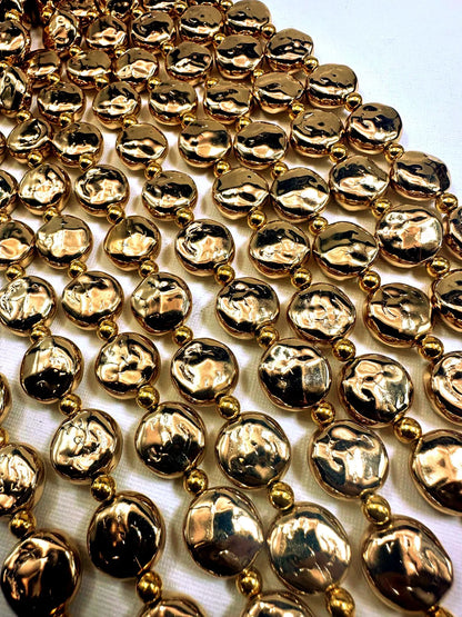 Beautiful Gold Plated Round Shape Beads &nbsp;14x14mm, Great Quality Half Strand 7.5"