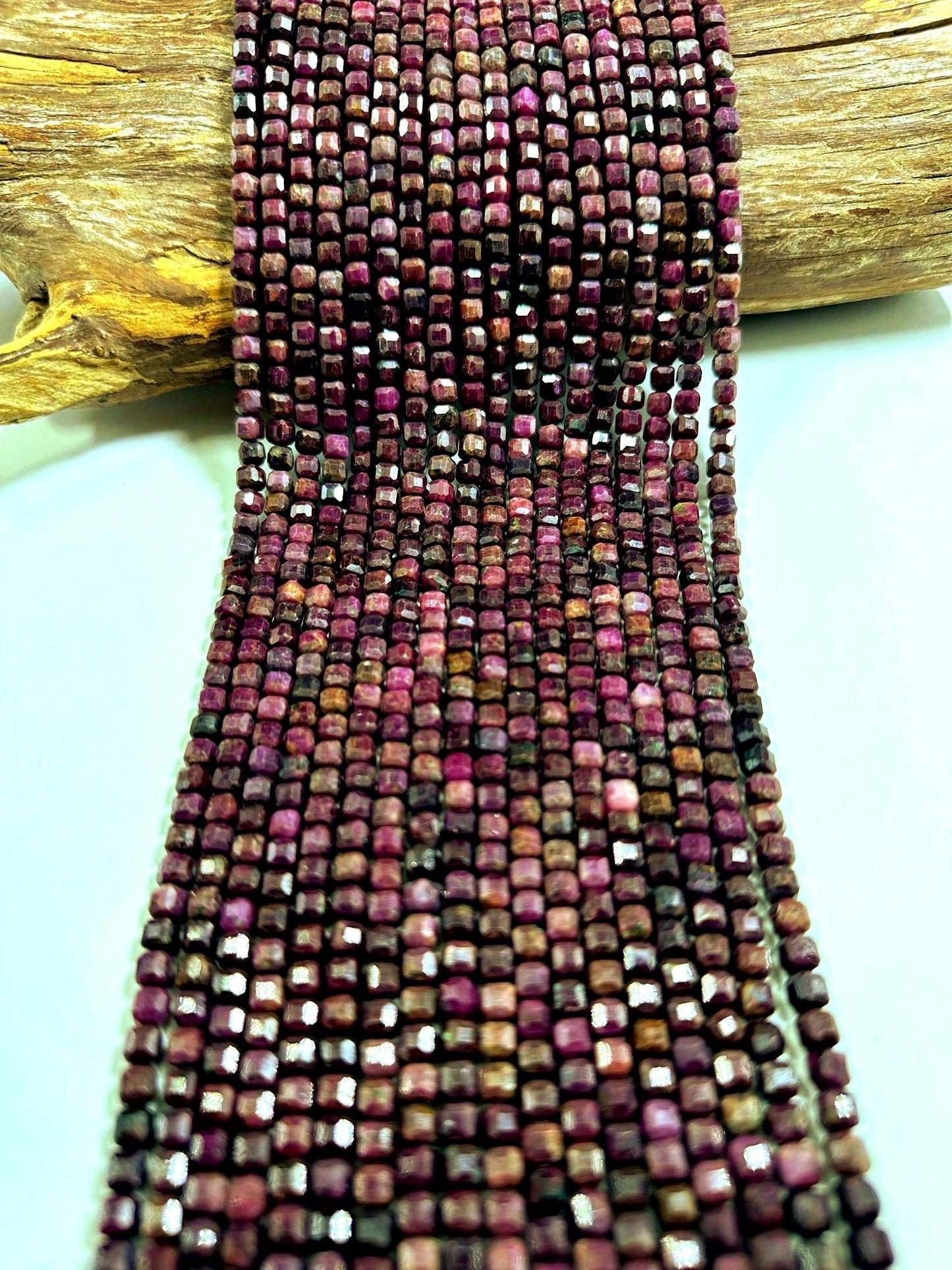 100% Natural Purple Ruby Faceted Cube Bead, 5mm Beautiful Purple Red Color, Excellent Quality Full Strand 15.5"