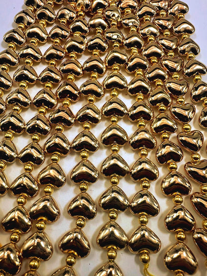 Beautiful Gold Plated Heart Shape Beads 10x10mm - 12x15mm, Great Quality Half Strand 7.5"