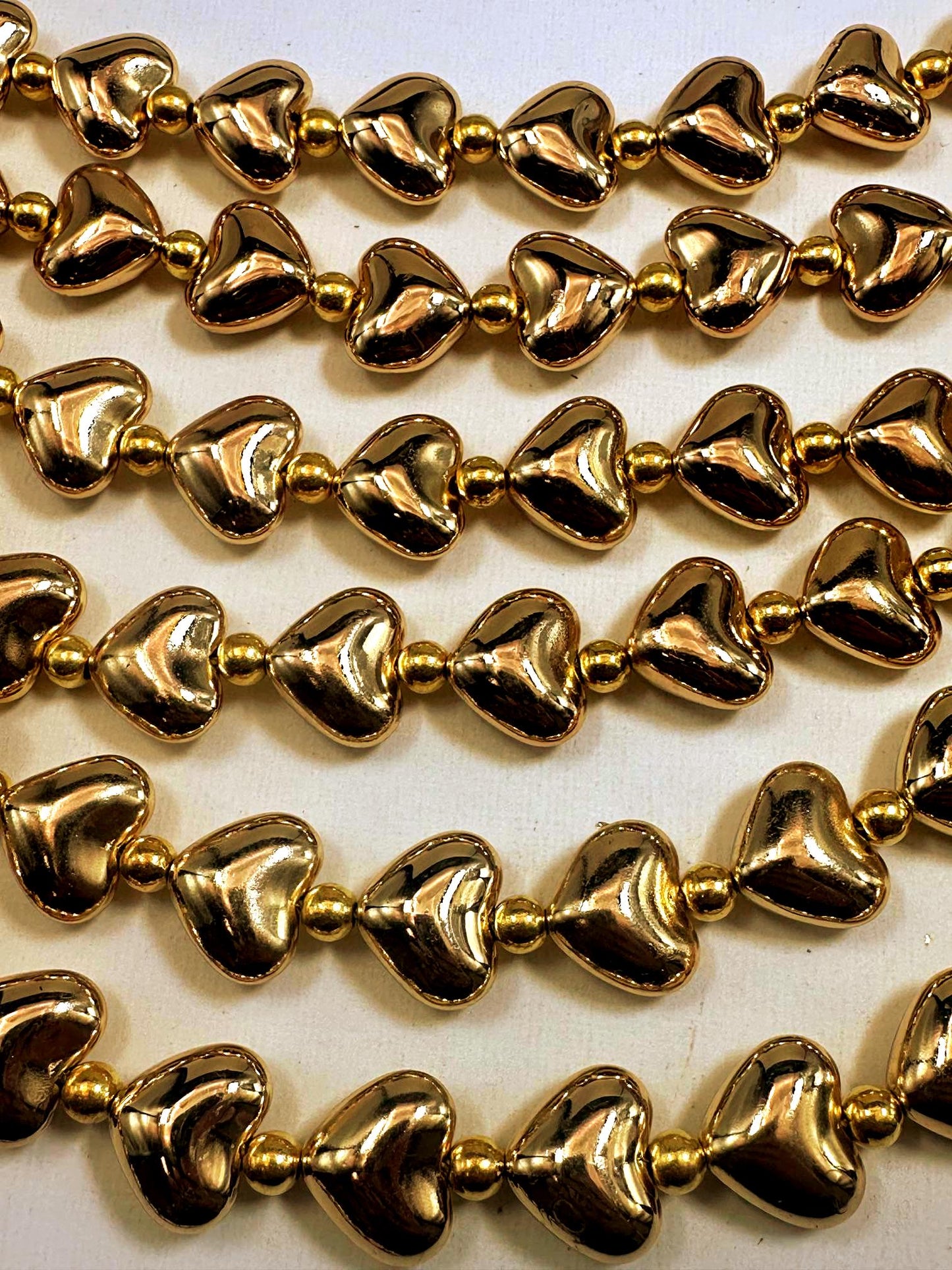 Beautiful Gold Plated Heart Shape Beads 10x10mm - 12x15mm, Great Quality Half Strand 7.5"
