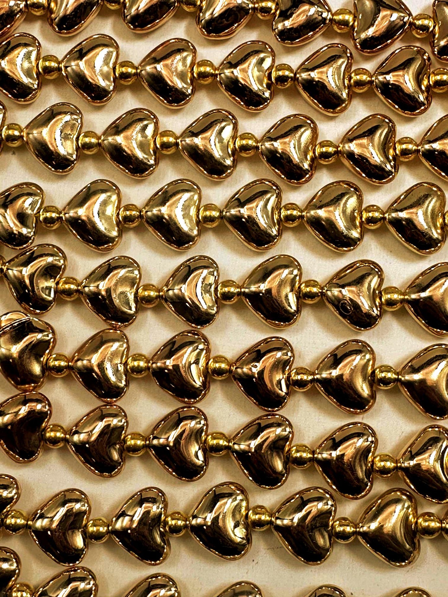 Beautiful Gold Plated Heart Shape Beads 10x10mm - 12x15mm, Great Quality Half Strand 7.5"