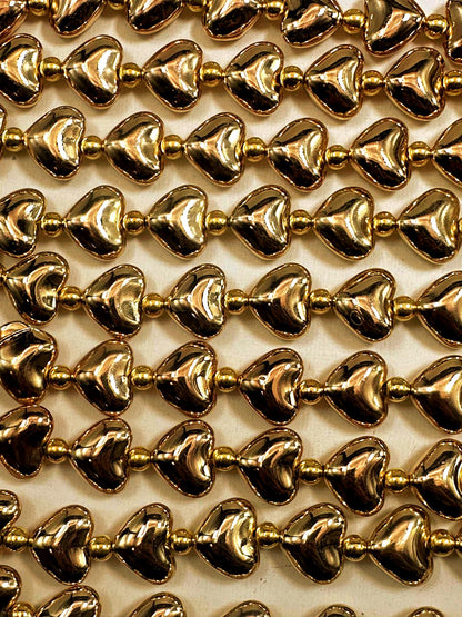Beautiful Gold Plated Heart Shape Beads 10x10mm - 12x15mm, Great Quality Half Strand 7.5"
