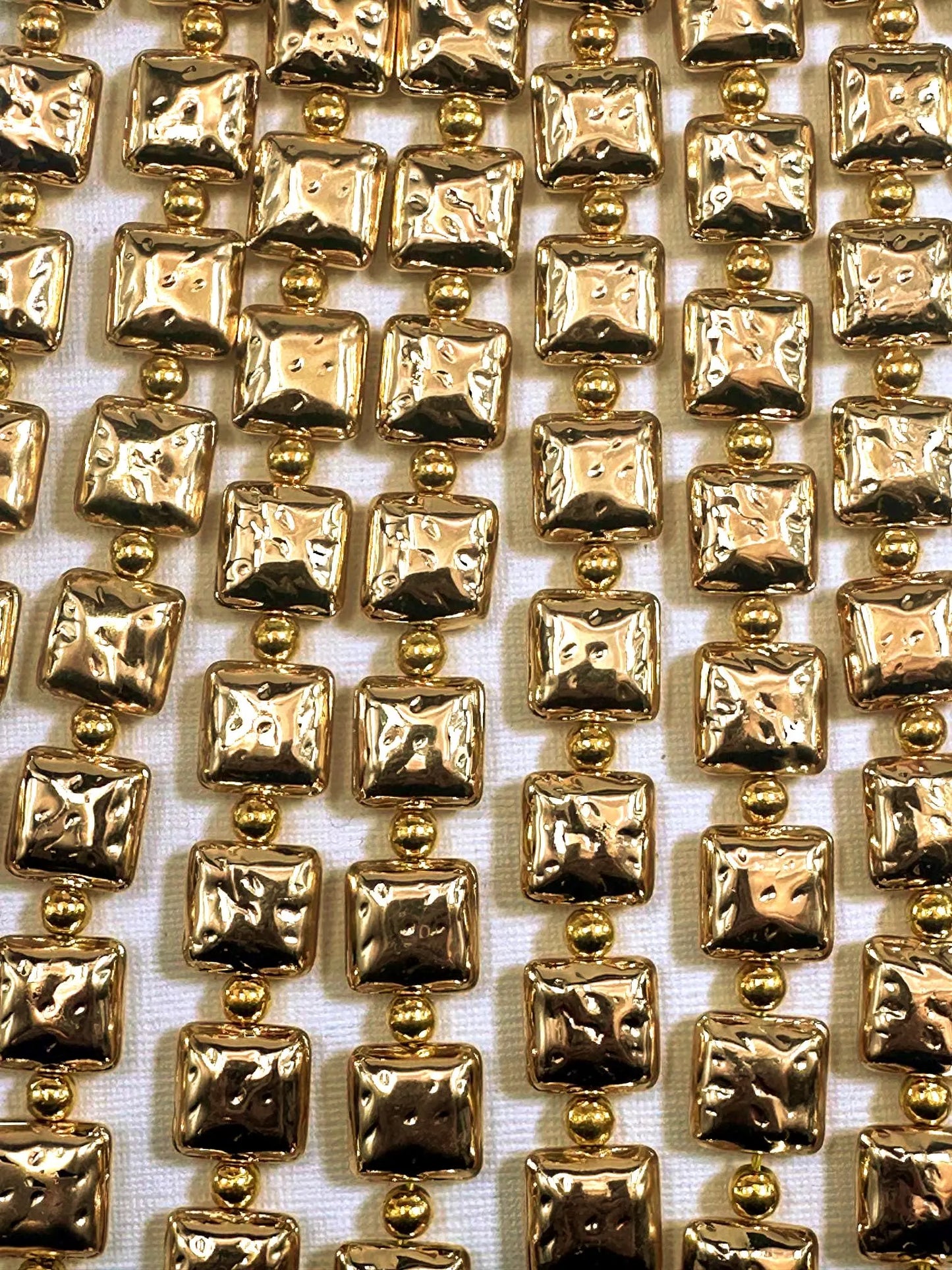 Beautiful Gold Plated Square Beads 12x12mm, Great Quality Half Strand 7.5"
