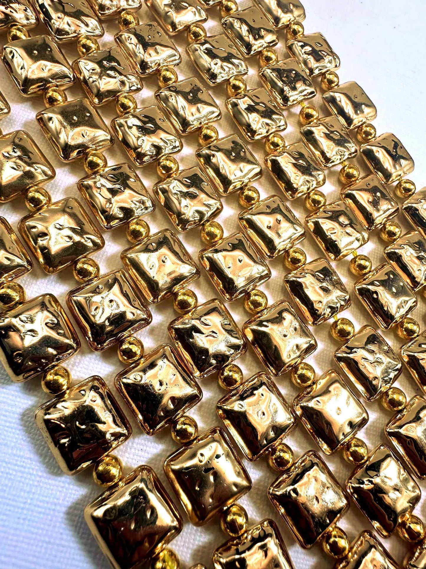 Beautiful Gold Plated Square Beads 12x12mm, Great Quality Half Strand 7.5"
