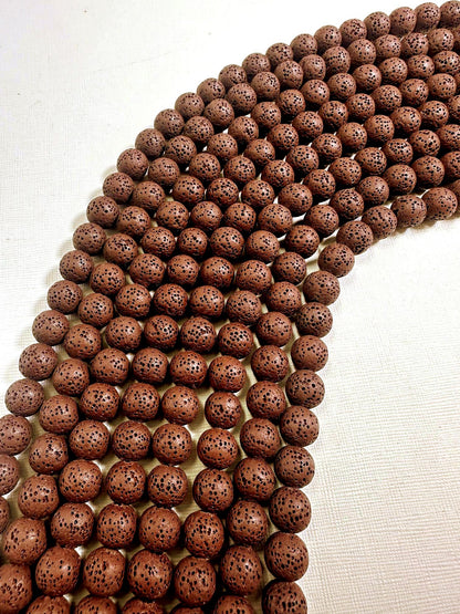 AAA Natural Brown Round Shaped Lava Rock Stone Bead. 6mm, 8mm, 10mm, Natural Brown Color Great Quality Full strand 15.5”
