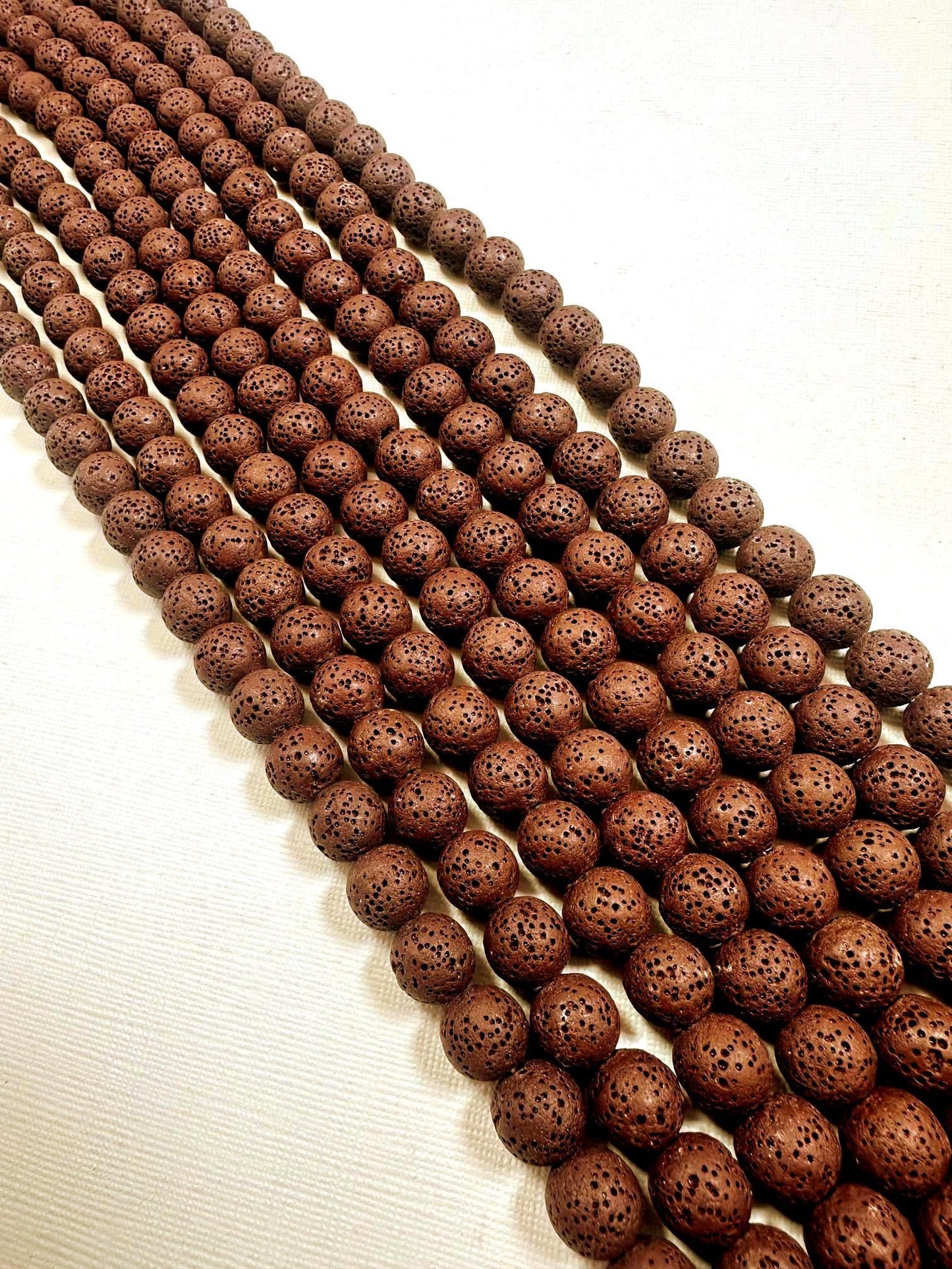 AAA Natural Brown Round Shaped Lava Rock Stone Bead. 6mm, 8mm, 10mm, Natural Brown Color Great Quality Full strand 15.5”