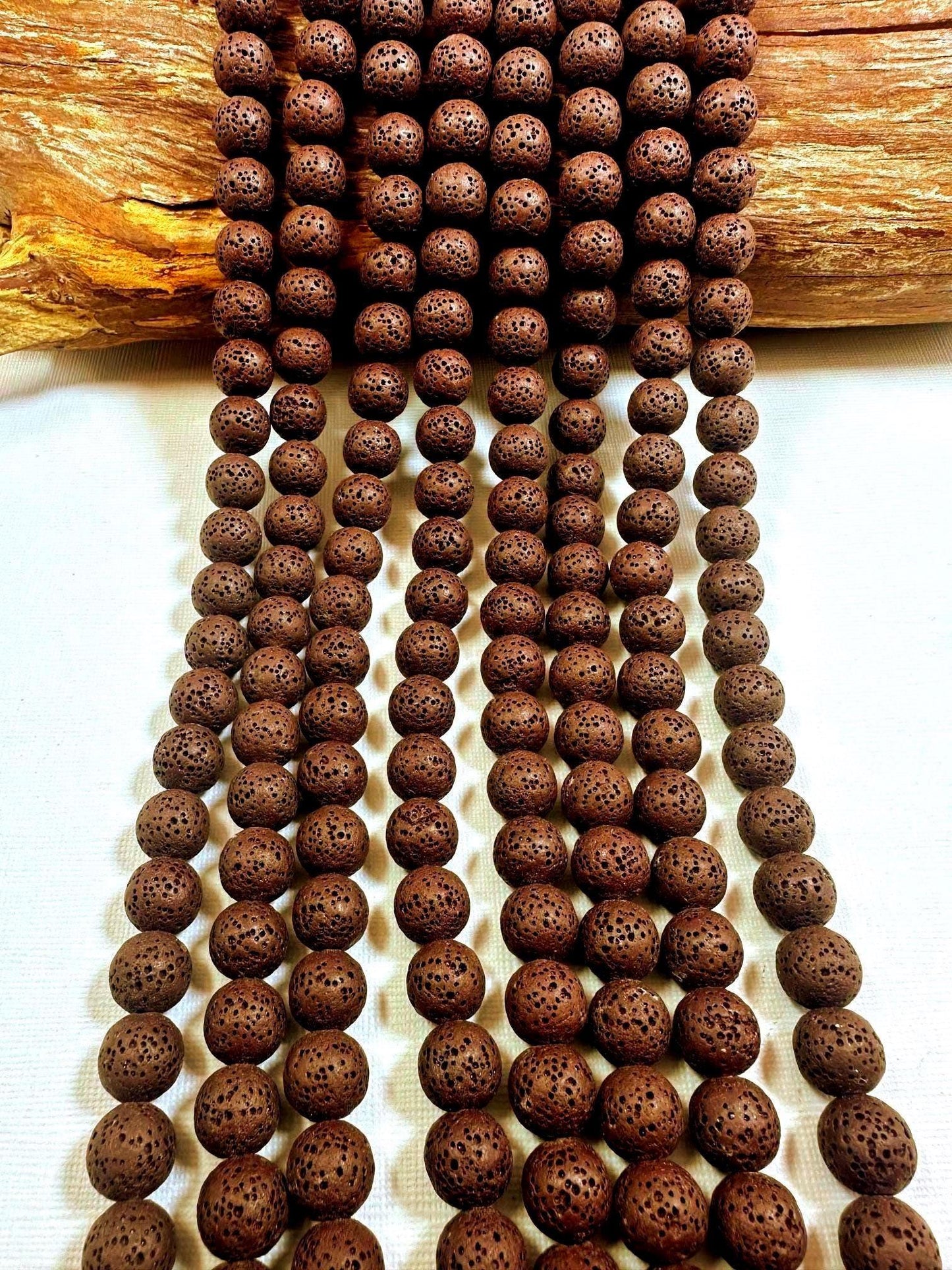 AAA Natural Brown Round Shaped Lava Rock Stone Bead. 6mm, 8mm, 10mm, Natural Brown Color Great Quality Full strand 15.5”