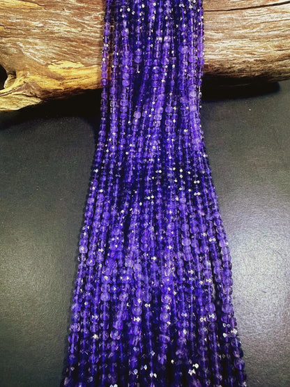 Stunning 100% AAA Natural Amethyst Faceted Cube Shape Gemstone Beads. 4mm, Beautiful Natural Purple Color Shades, Excellent Quality 15.5"