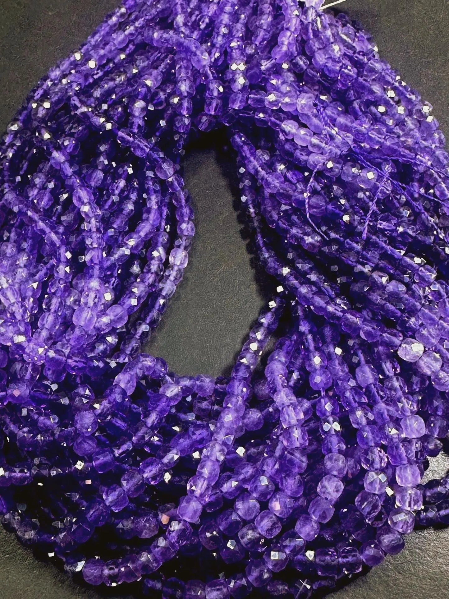 Stunning 100% AAA Natural Amethyst Faceted Cube Shape Gemstone Beads. 4mm, Beautiful Natural Purple Color Shades, Excellent Quality 15.5"