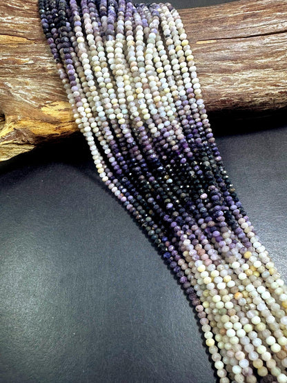 Beautiful 100% Natural Lepidolite Faceted Rondelle Shape Gemstone Beads. 4x3mm, Beautiful Natural Multicolor Pattern, Great Quality 15.5"
