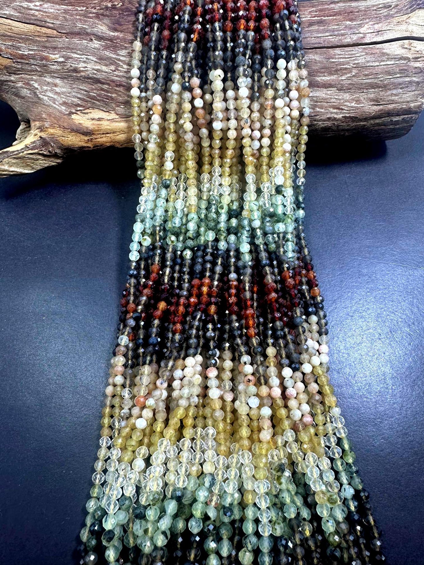 Beautiful 100% Natural Mixed Stones Faceted Round Shape Gemstone Beads. 4mm, Beautiful Natural Multicolor Pattern, Great Quality 15.5"