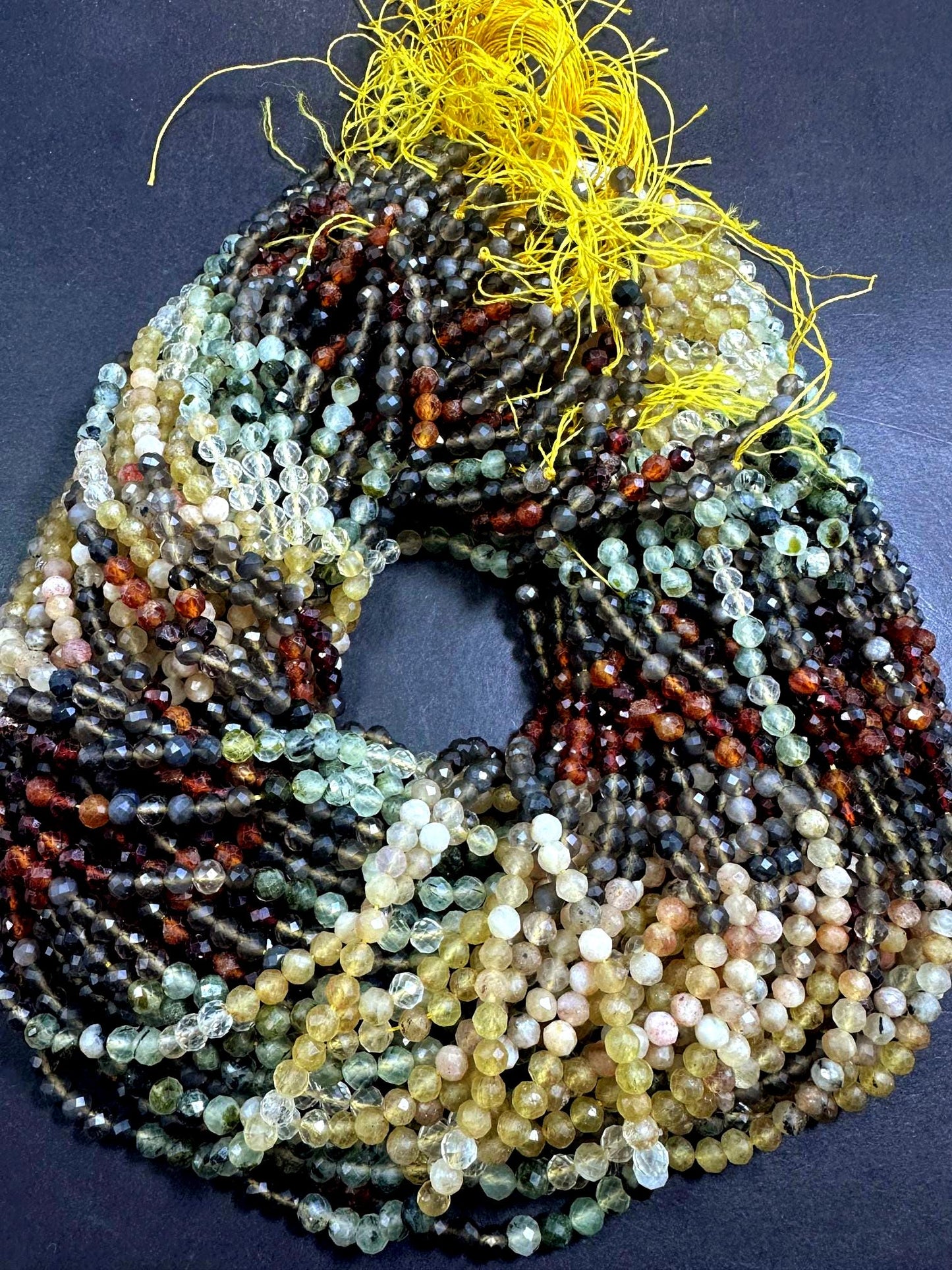 Beautiful 100% Natural Mixed Stones Faceted Round Shape Gemstone Beads. 4mm, Beautiful Natural Multicolor Pattern, Great Quality 15.5"