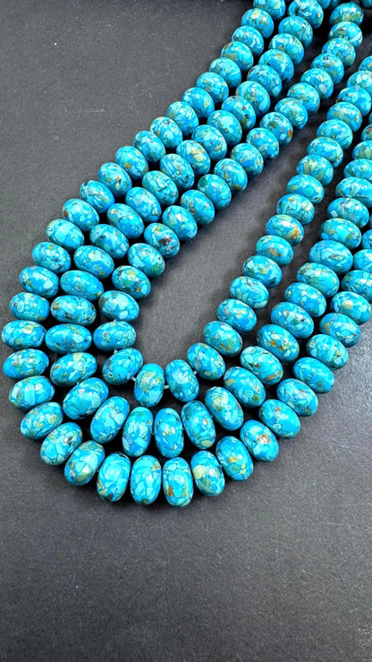 Natural Turquoise gemstone bead. Beautiful Mosaic Turquoise bead. Excellent quality . Full strand 15.5"