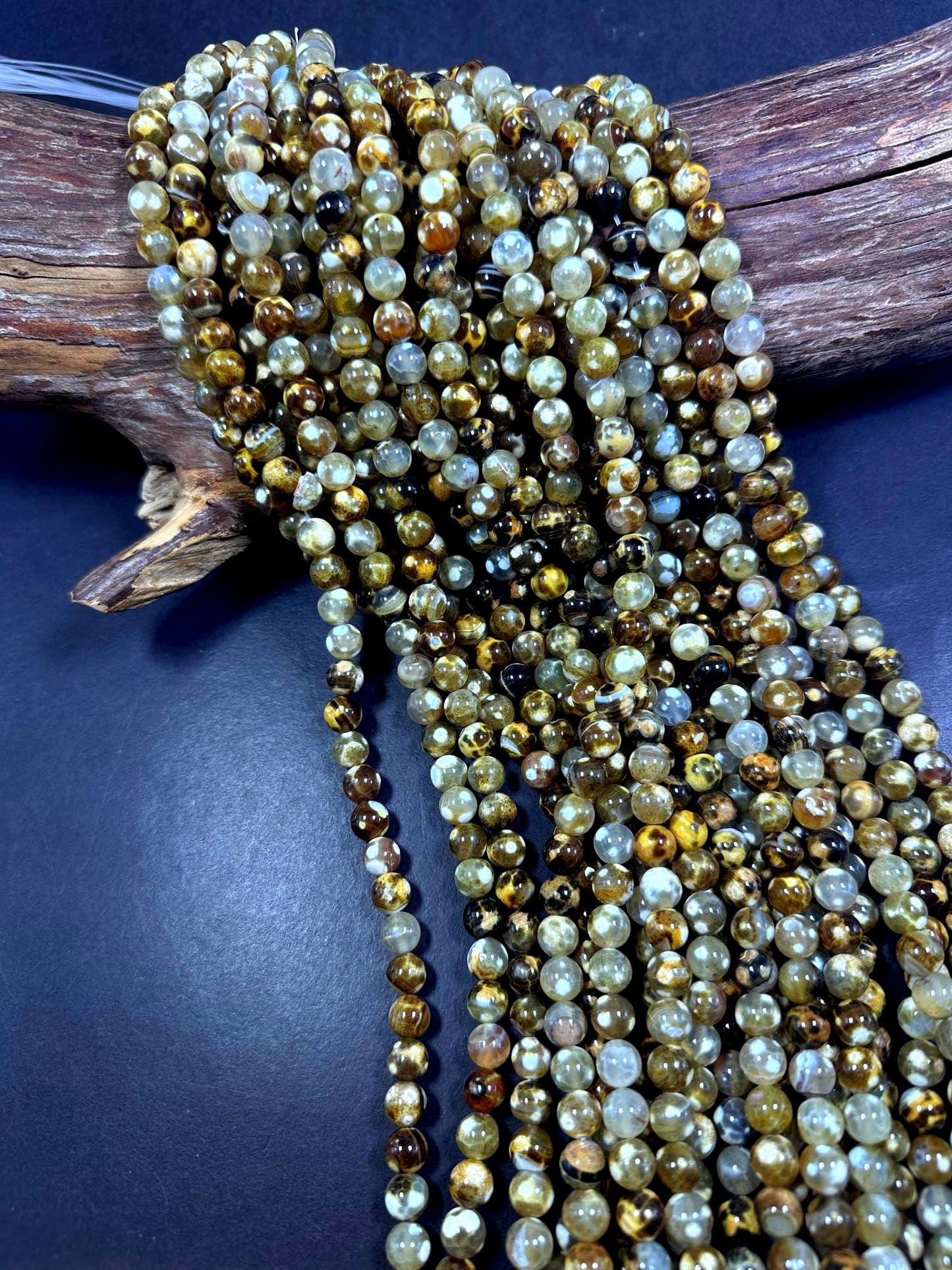 Beautiful Natural Snake Skin Agate Smooth Round Shape Beads. 8mm, 10mm, Unique Multicolor Pattern, Good Quality Full Strand 15.5"
