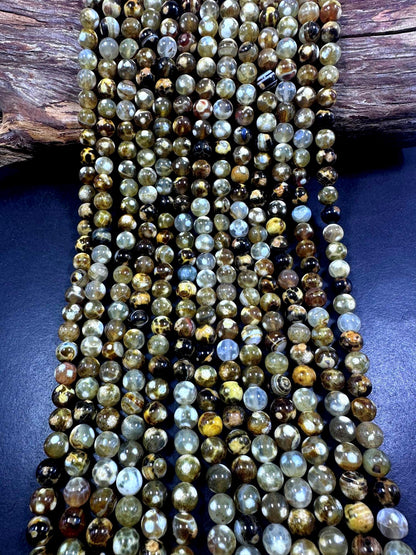 Beautiful Natural Snake Skin Agate Smooth Round Shape Beads. 8mm, 10mm, Unique Multicolor Pattern, Good Quality Full Strand 15.5"