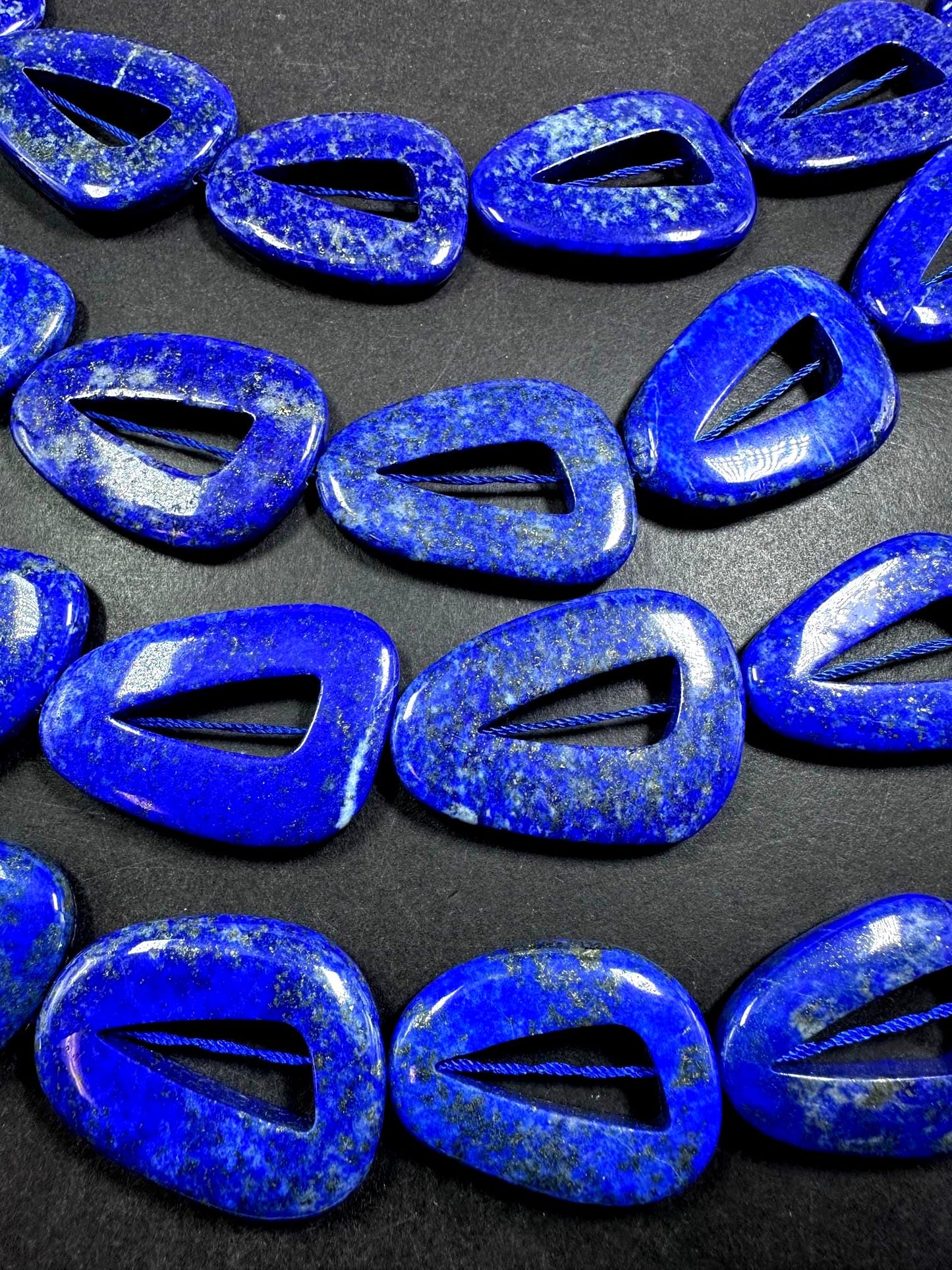 100% Natural Lapis Lazuli Teardrop Shape Gemstone Bead. 30x24mm-46x32mm, Gorgeous Natural Blue Color, Excellent Quality, Full strand 15.5”