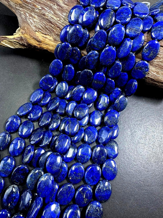 100% Natural Lapis Lazuli Oval Shape Gemstone Bead. 20x16mm, Beautiful Natural Blue Color, Excellent Quality, Full strand 15.5”