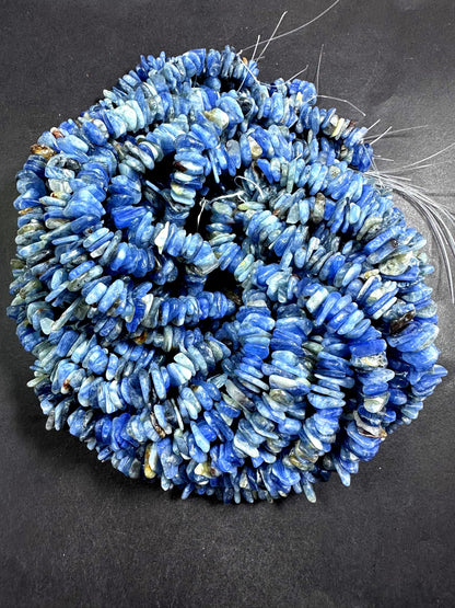 100% Natural Blue Kyanite Heishi Shape Gemstone Beads. Beautiful Natural Blue Color, 6x4mm-15x4mm, Excellent Quality 15.5"