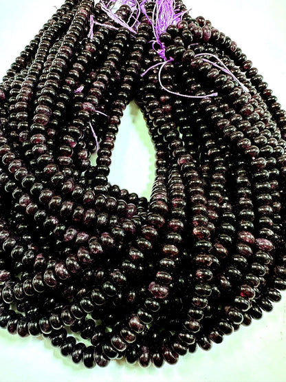 Beautiful 100% Natural Dark Purple Jade Smooth Rondelle Shaped Gemstone Beads 5x8mm, Stunning Dark Purple Shade, Great Quality 15.5"