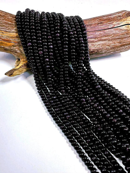 Beautiful 100% Natural Dark Purple Jade Smooth Rondelle Shaped Gemstone Beads 5x8mm, Stunning Dark Purple Shade, Great Quality 15.5"