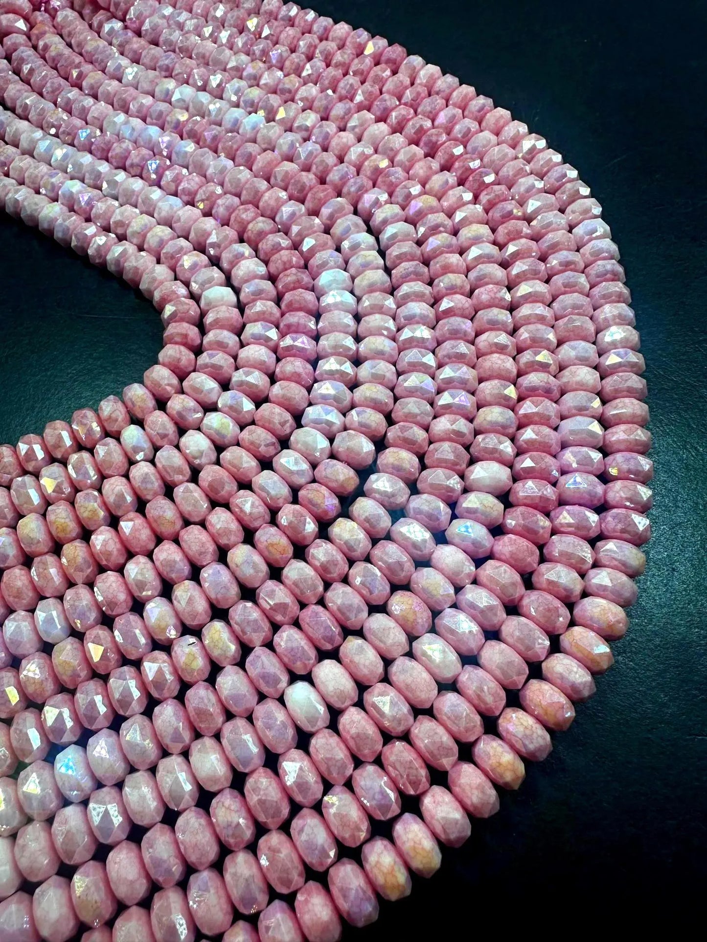 Beautiful Blush Pink Faceted Rondelle Chinese Crystal Glass Beads. 5x8mm, Blush Pink Color, Great Quality Full Strand 15.5"