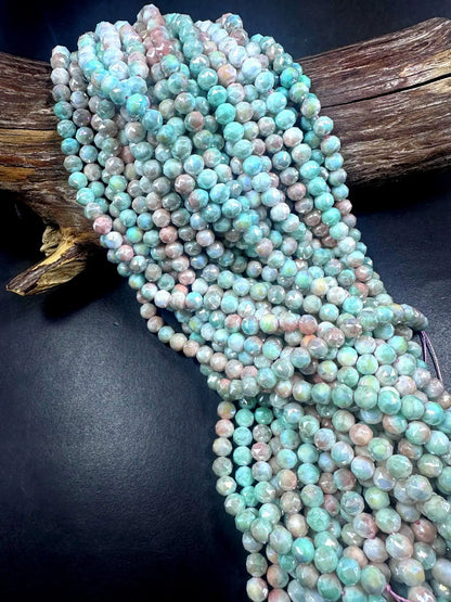 Beautiful Pastel Mermaid Faceted Round Chinese Crystal Glass Beads. 8mm, Stunning Multicolor Pattern, Great Quality Full Strand 15.5"