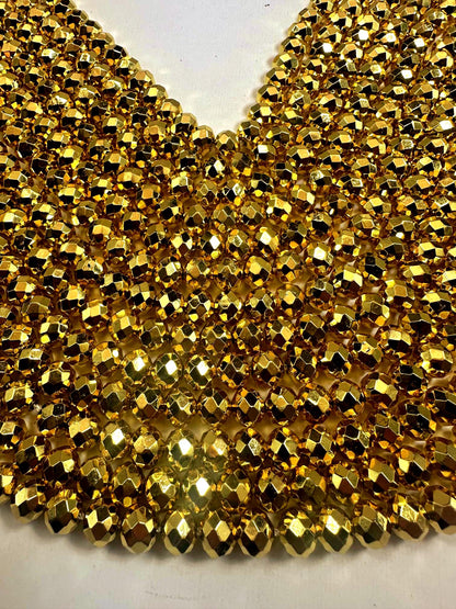 Natural Gold Pyrite Faceted Rondelle Shape Gemstone Beads. Beautiful Gold Color, 6x4mm-7x8mm, Great Quality 15.5"