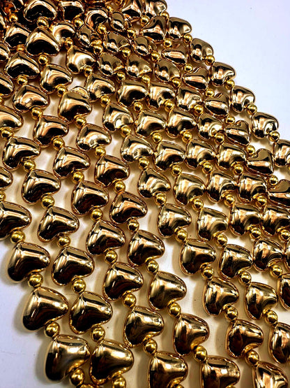 Beautiful Gold Plated Heart Shape Beads 10x10mm - 12x15mm, Great Quality Half Strand 7.5"