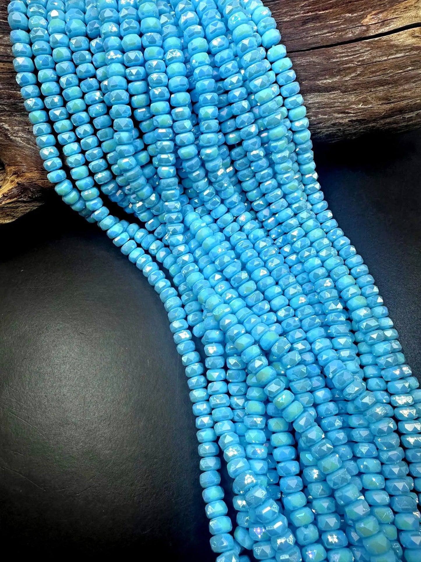 Beautiful Sky Blue Faceted Rondelle Chinese Crystal Glass Beads. 5x8mm, Gorgeous Blue Color, Great Quality Full Strand 15.5"