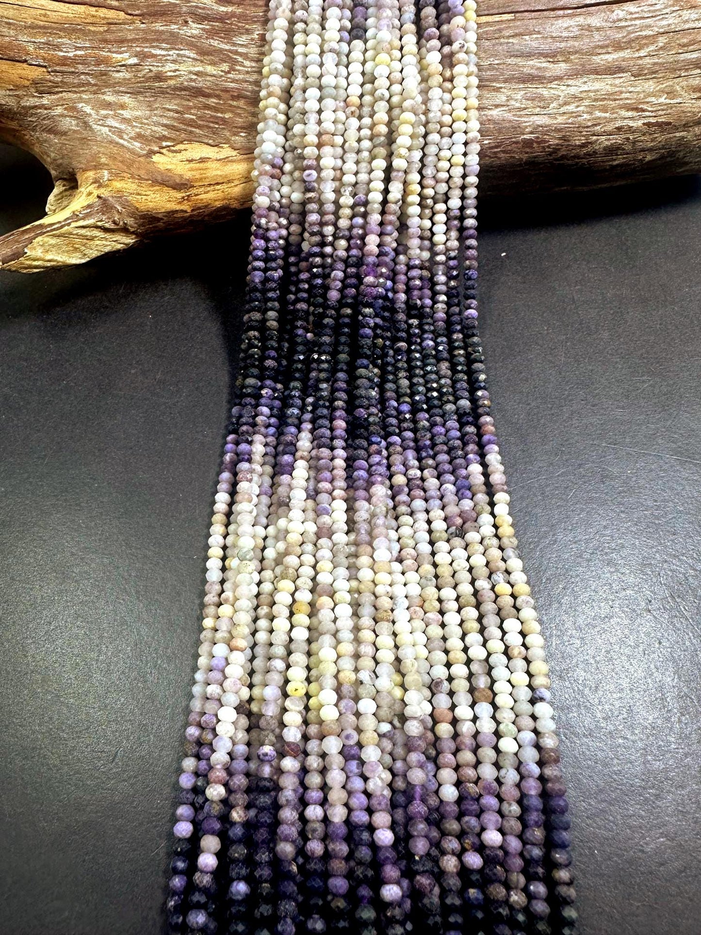 Beautiful 100% Natural Lepidolite Faceted Rondelle Shape Gemstone Beads. 4x3mm, Beautiful Natural Multicolor Pattern, Great Quality 15.5"