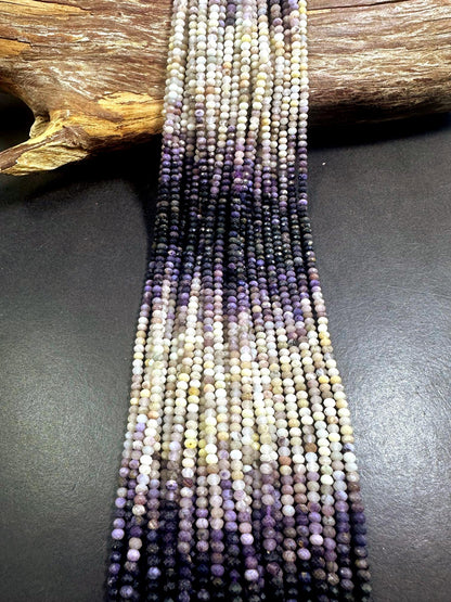 Beautiful 100% Natural Lepidolite Faceted Rondelle Shape Gemstone Beads. 4x3mm, Beautiful Natural Multicolor Pattern, Great Quality 15.5"