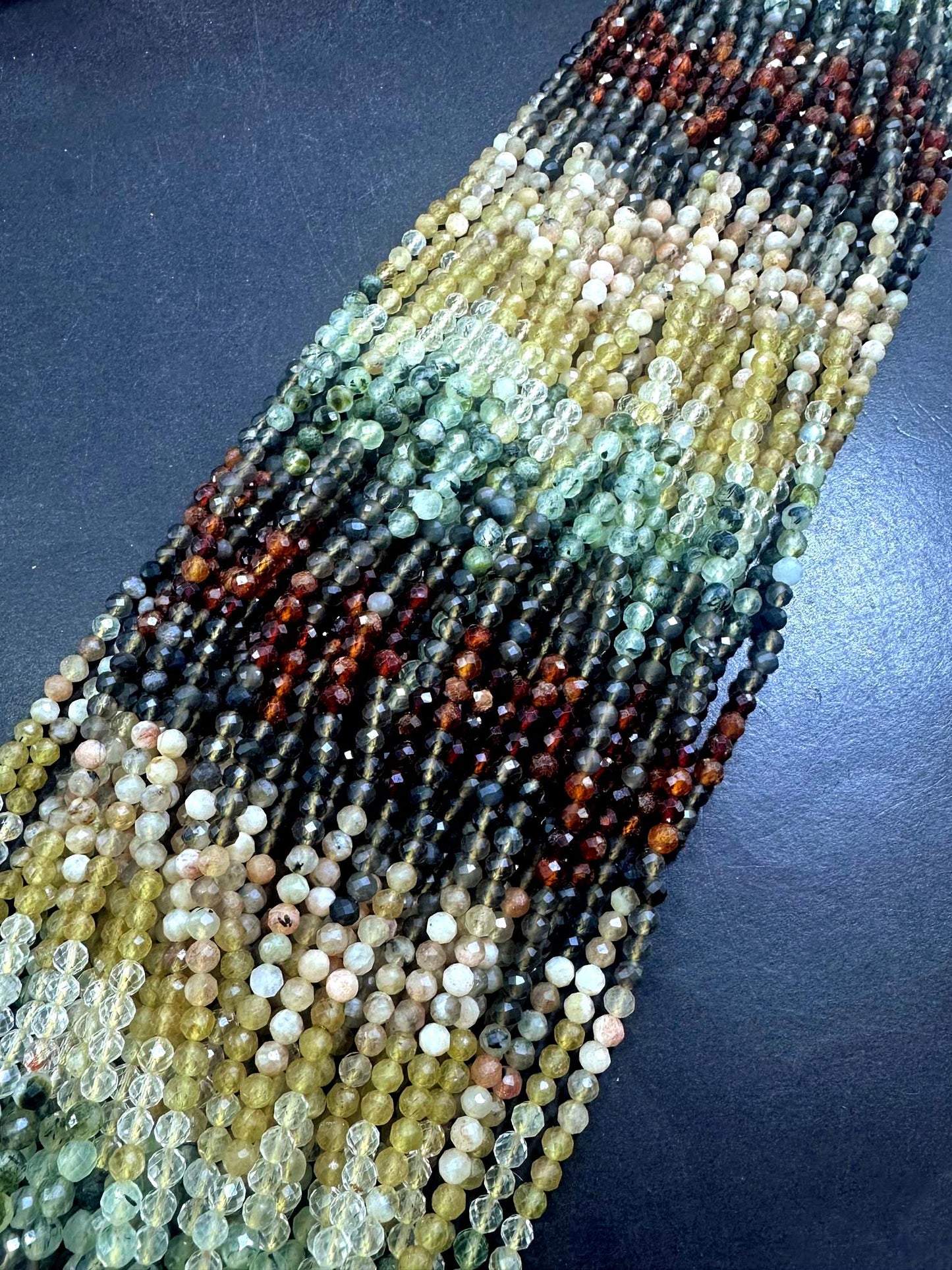 Beautiful 100% Natural Mixed Stones Faceted Round Shape Gemstone Beads. 4mm, Beautiful Natural Multicolor Pattern, Great Quality 15.5"