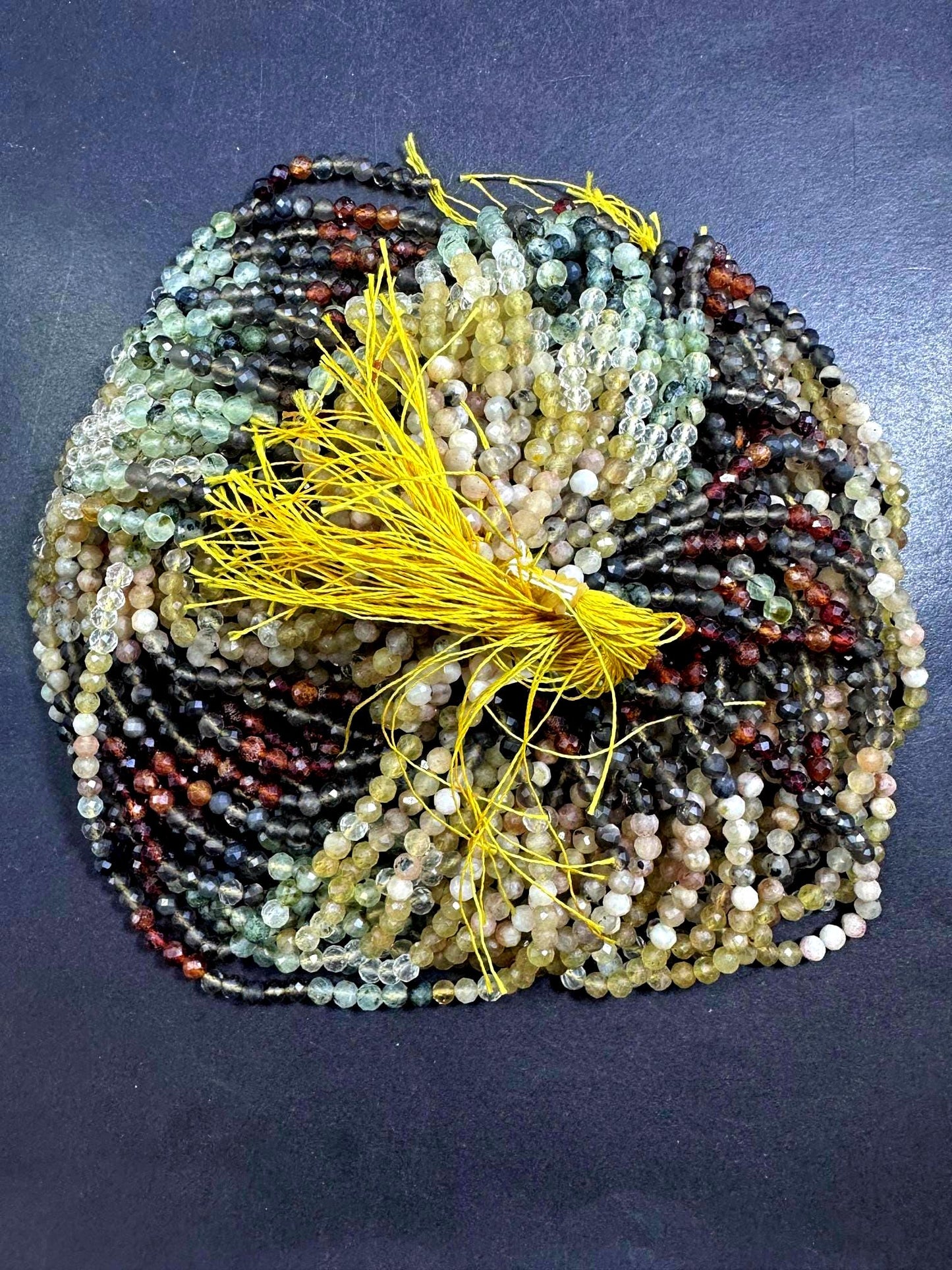 Beautiful 100% Natural Mixed Stones Faceted Round Shape Gemstone Beads. 4mm, Beautiful Natural Multicolor Pattern, Great Quality 15.5"